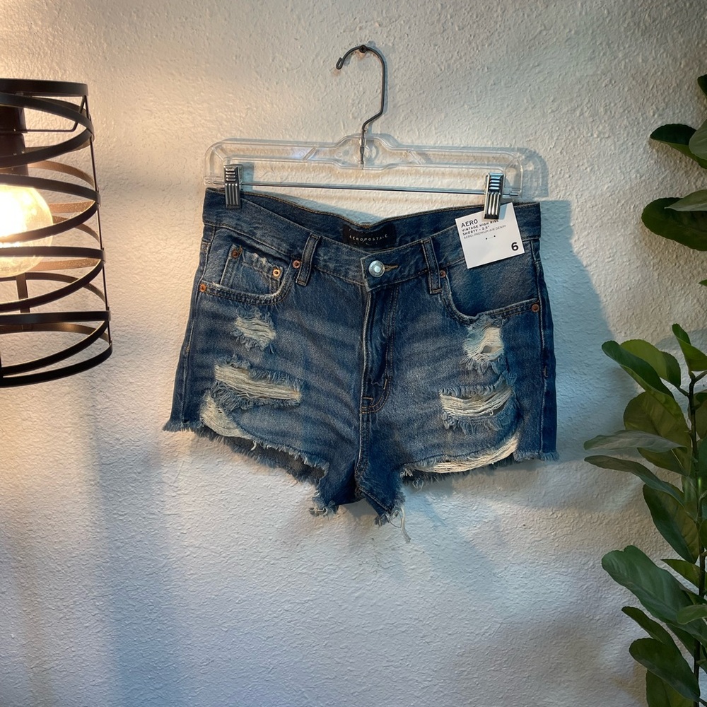 Aero Distressed Denim Shorts